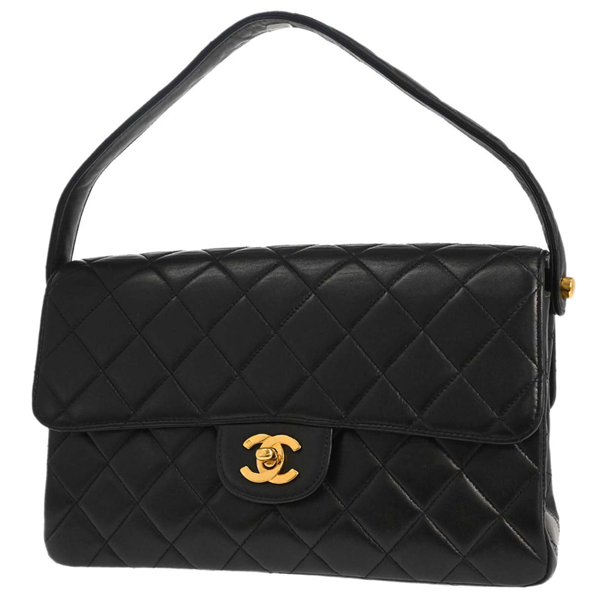 Chanel 1996-1997 Black Lambskin Double Sided Classic Flap Handbag