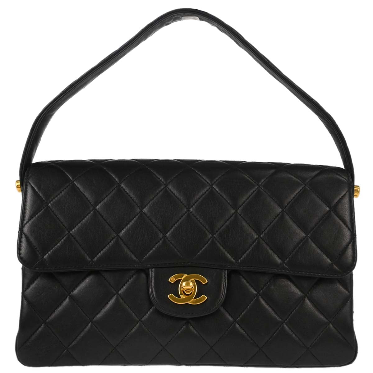 Chanel 1996-1997 Black Lambskin Double Sided Classic Flap Handbag