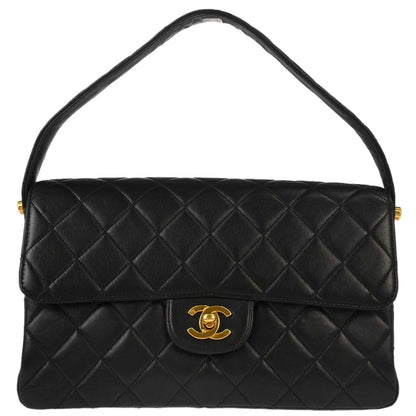 Chanel 1996-1997 Black Lambskin Double Sided Classic Flap Handbag