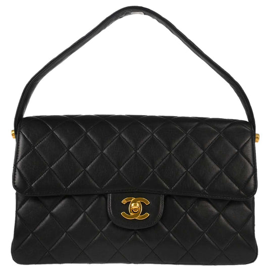 Chanel 1996-1997 Black Lambskin Double Sided Classic Flap Handbag