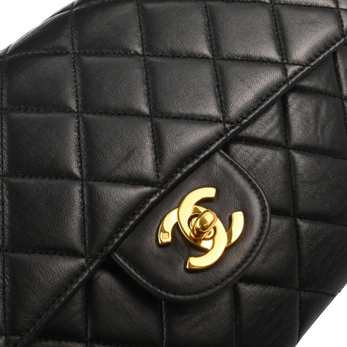 Chanel 1996-1997 Black Lambskin Double Sided Classic Flap Handbag