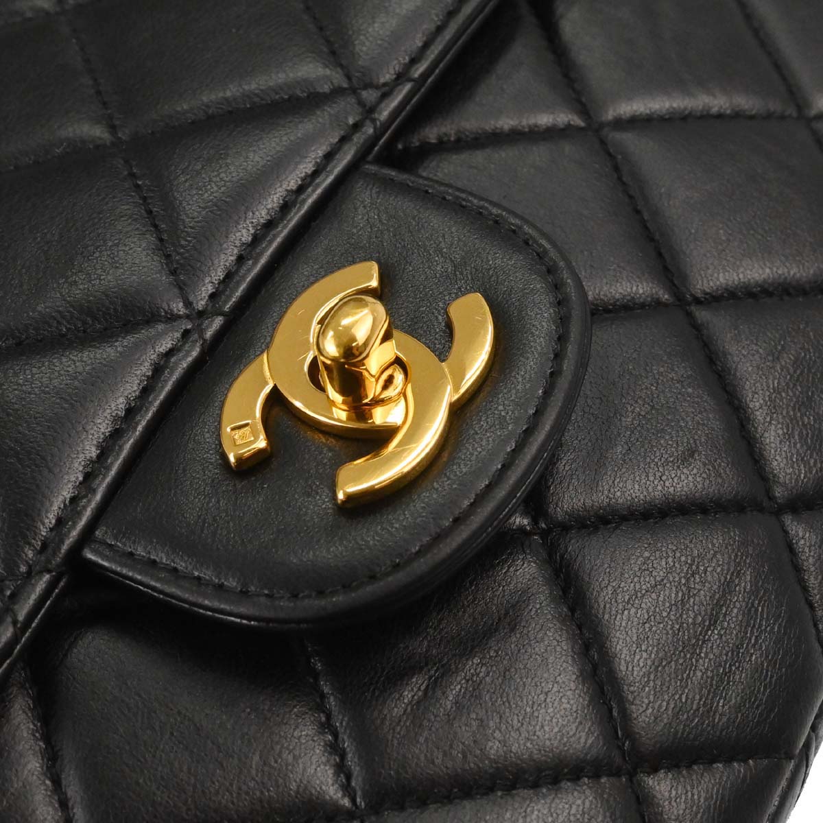 Chanel 1996-1997 Black Lambskin Double Sided Classic Flap Handbag