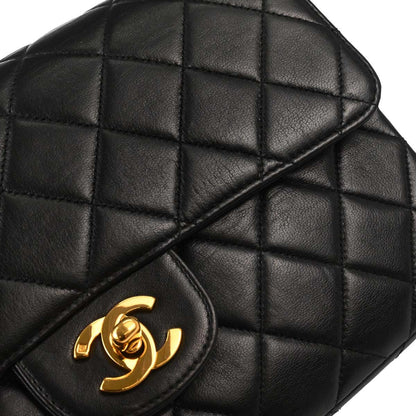 Chanel 1996-1997 Black Lambskin Double Sided Classic Flap Handbag