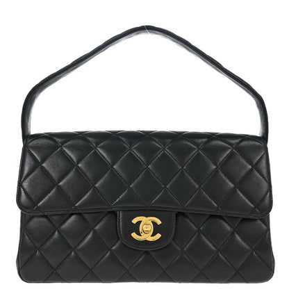 Chanel 1996-1997 Black Lambskin Double Sided Classic Flap Handbag