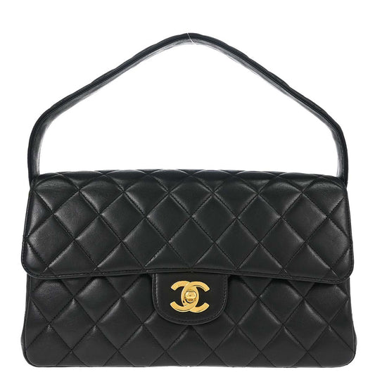 Chanel 1996-1997 Black Lambskin Double Sided Classic Flap Handbag