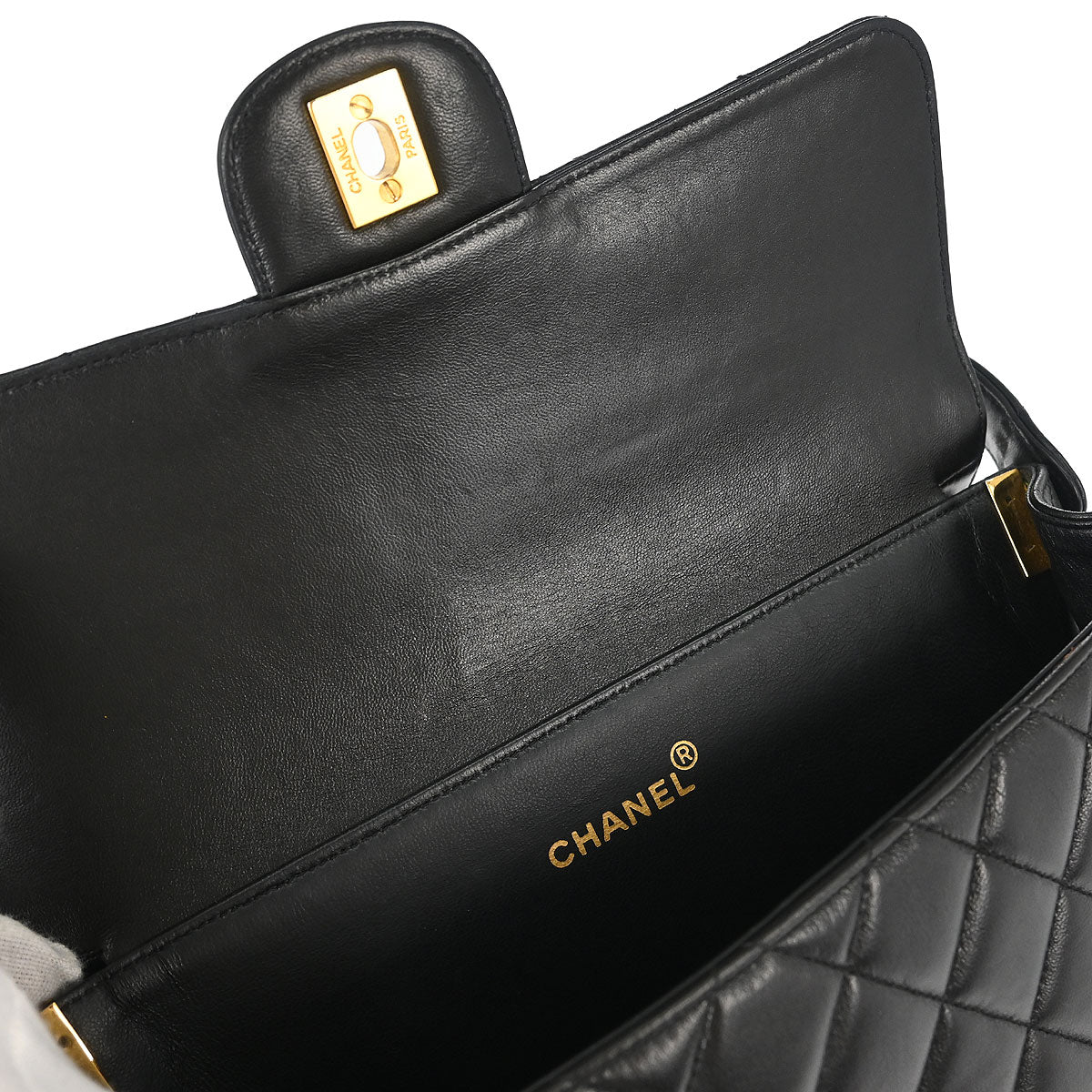 Chanel 1996-1997 Black Lambskin Double Sided Classic Flap Handbag
