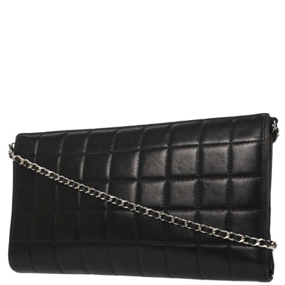 Chanel Black Lambskin Choco Bar Trifold Shoulder Bag