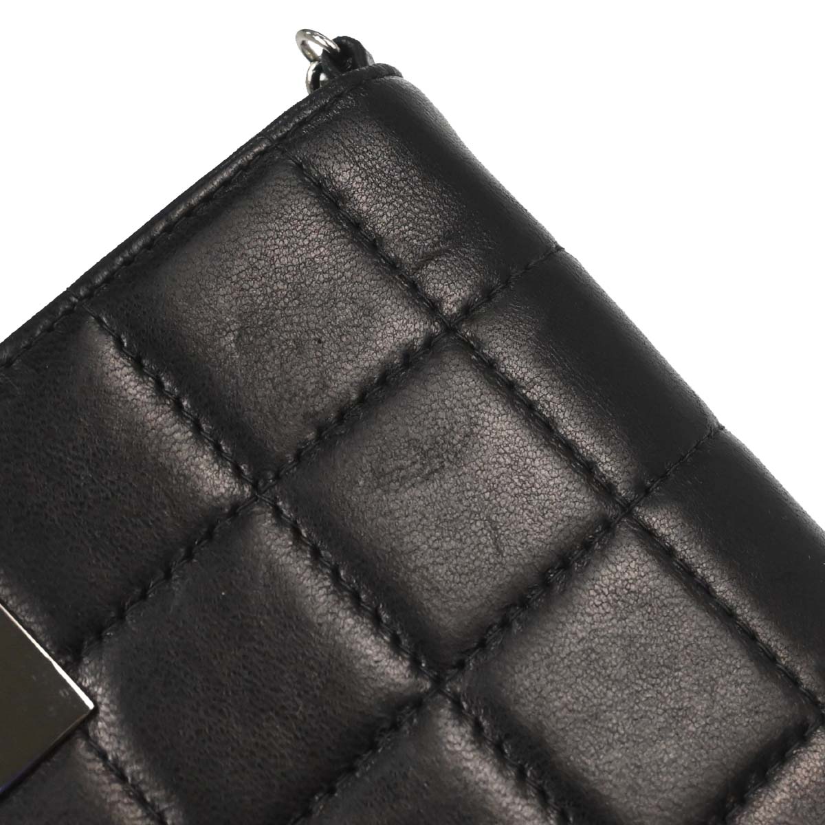 Chanel Black Lambskin Choco Bar Trifold Shoulder Bag