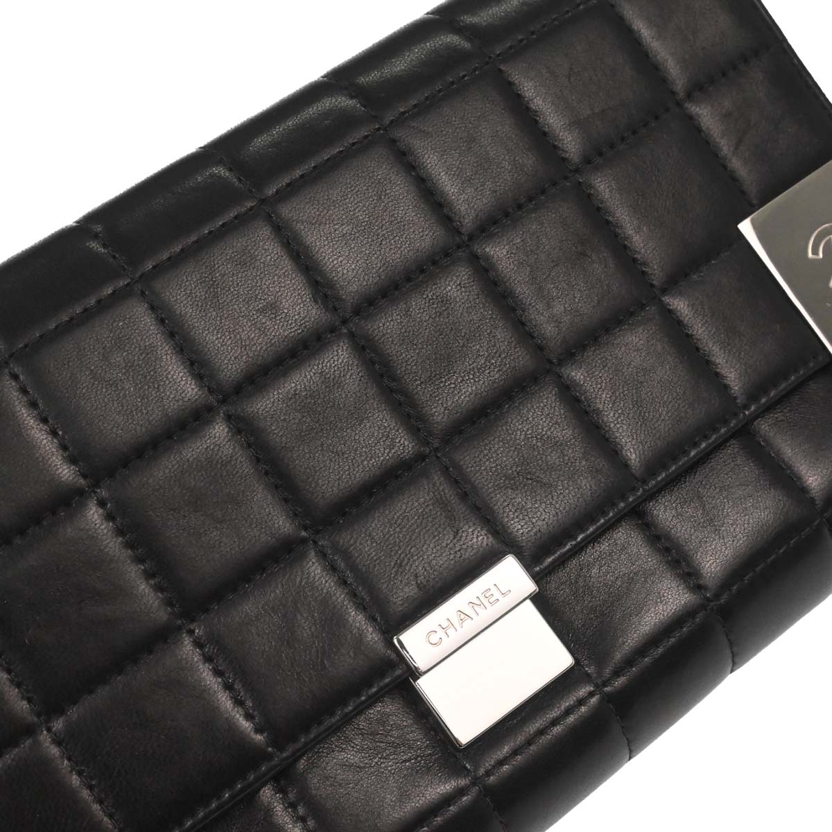 Chanel Black Lambskin Choco Bar Trifold Shoulder Bag