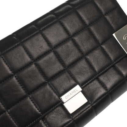 Chanel Black Lambskin Choco Bar Trifold Shoulder Bag
