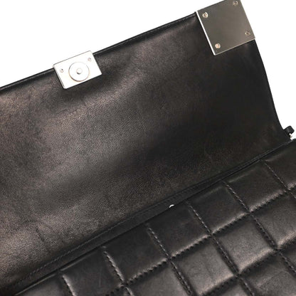 Chanel Black Lambskin Choco Bar Trifold Shoulder Bag