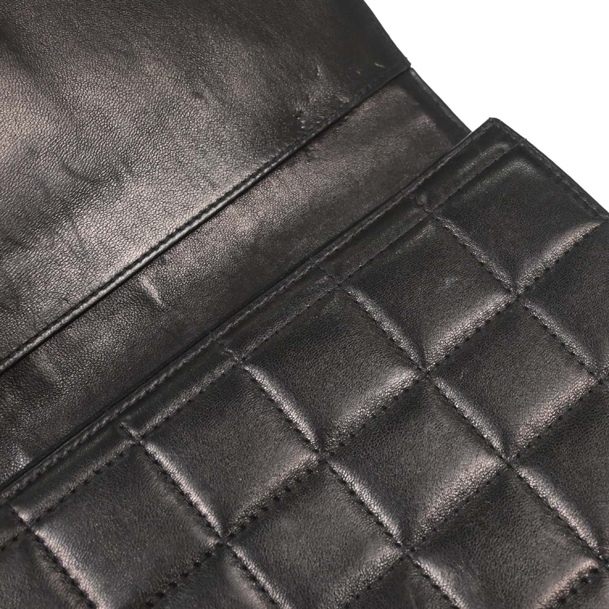 Chanel Black Lambskin Choco Bar Trifold Shoulder Bag