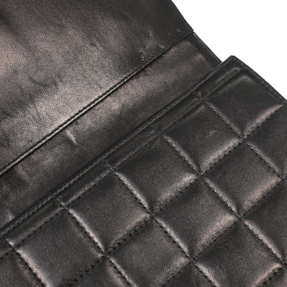 Chanel Black Lambskin Choco Bar Trifold Shoulder Bag