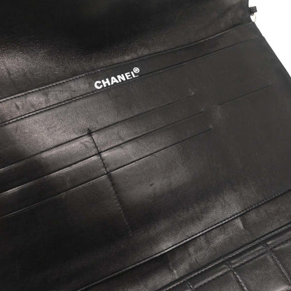 Chanel Black Lambskin Choco Bar Trifold Shoulder Bag