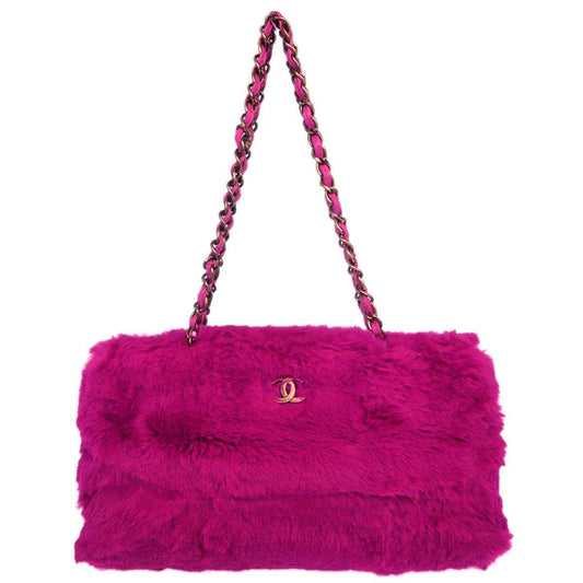 Chanel Pink Rabbit Fur Tote Handbag