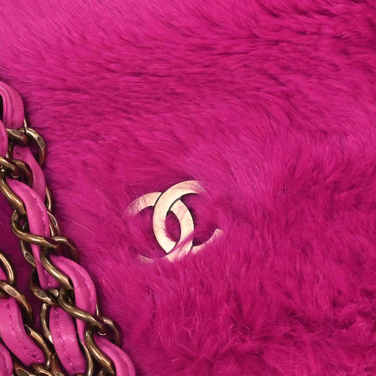 Chanel Pink Rabbit Fur Tote Handbag