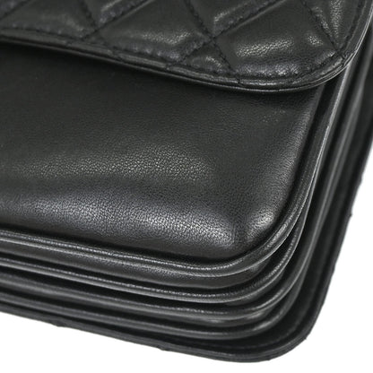 Chanel Black Lambskin Clams Pocket Accordion Flap Shoulder Bag
