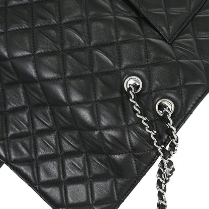 Chanel Black Lambskin Clams Pocket Accordion Flap Shoulder Bag