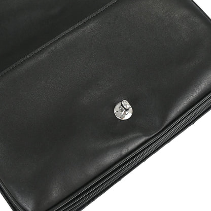Chanel Black Lambskin Clams Pocket Accordion Flap Shoulder Bag