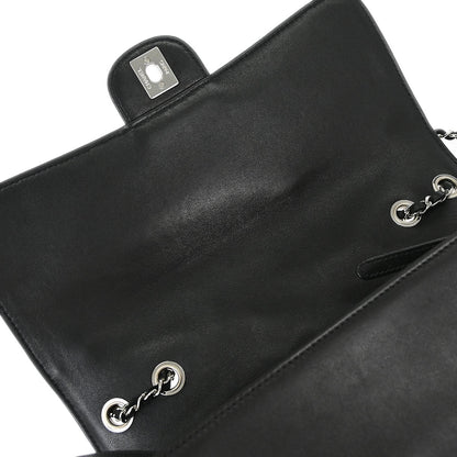 Chanel Black Lambskin Clams Pocket Accordion Flap Shoulder Bag