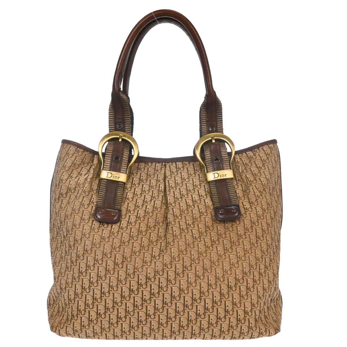 Christian Dior Beige Canvas Trotter Tote Handbag