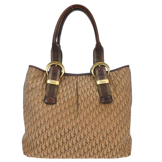 Christian Dior Beige Canvas Trotter Tote Handbag