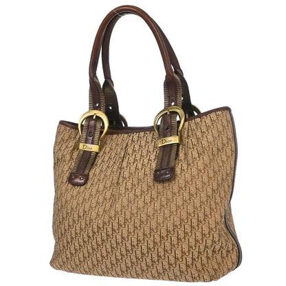 Christian Dior Beige Canvas Trotter Tote Handbag