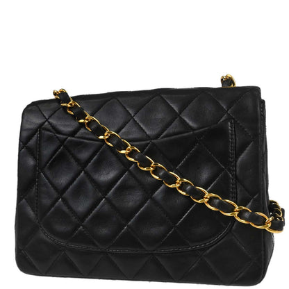 Chanel 1994-1996 Black Lambskin Mini Classic Square Flap Shoulder Bag 17