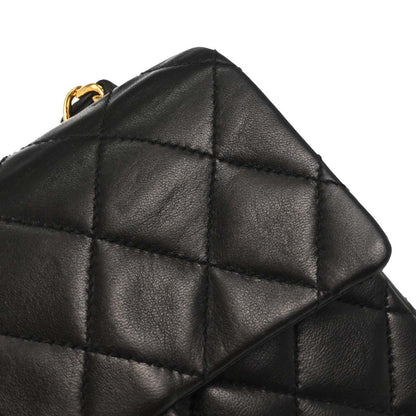 Chanel 1994-1996 Black Lambskin Mini Classic Square Flap Shoulder Bag 17