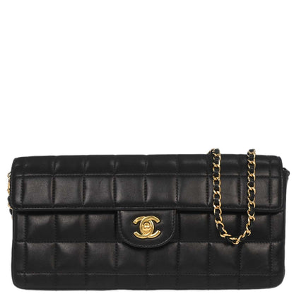 Chanel Black Lambskin Choco Bar East West Shoulder Bag