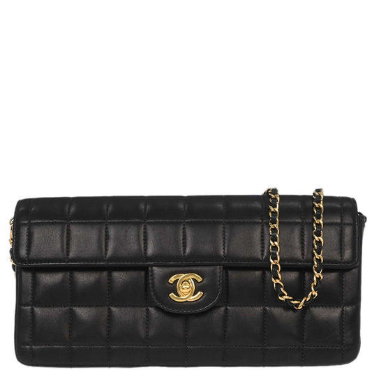 Chanel Black Lambskin Choco Bar East West Shoulder Bag