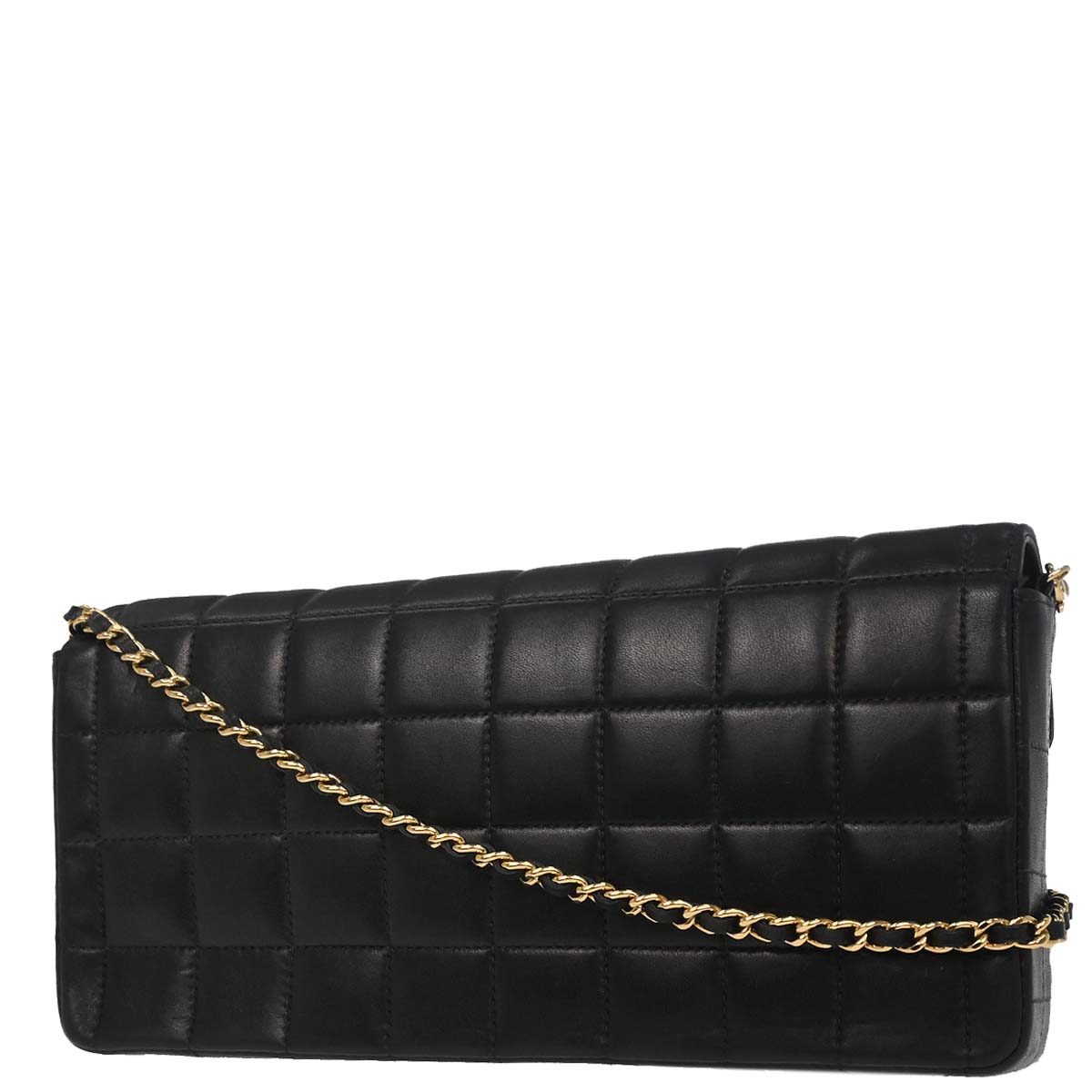 Chanel Black Lambskin Choco Bar East West Shoulder Bag
