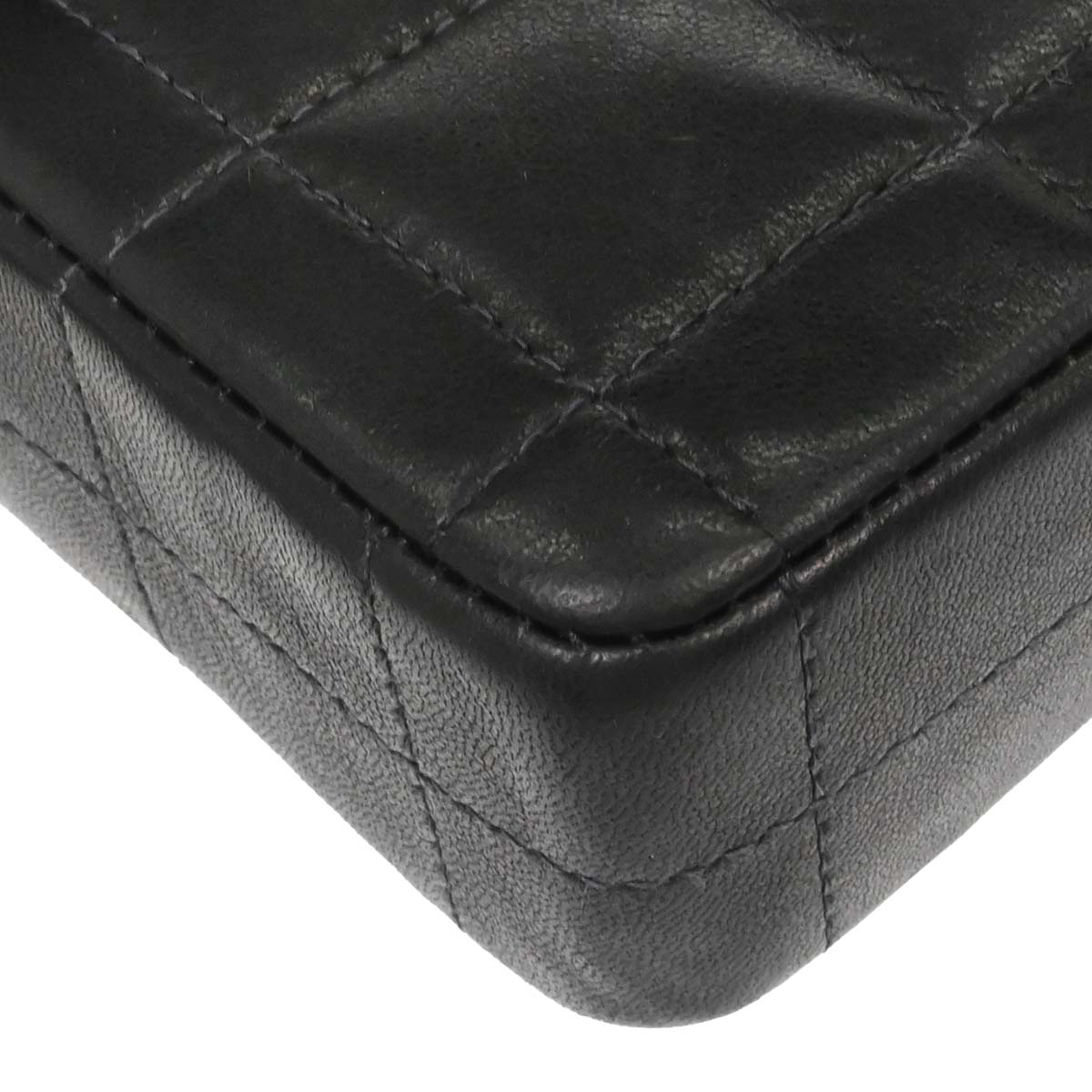Chanel Black Lambskin Choco Bar East West Shoulder Bag