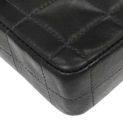 Chanel Black Lambskin Choco Bar East West Shoulder Bag