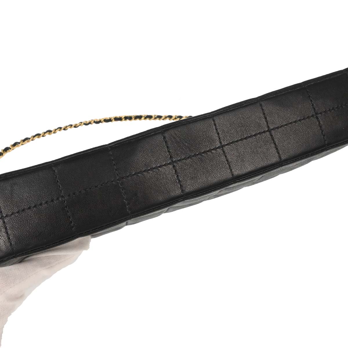 Chanel Black Lambskin Choco Bar East West Shoulder Bag