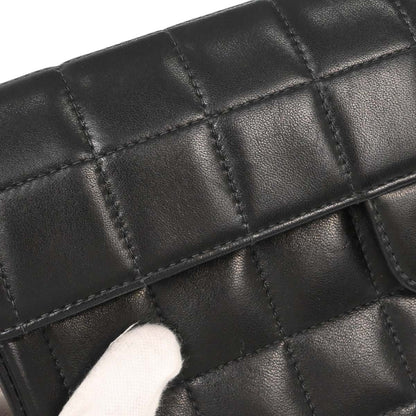 Chanel Black Lambskin Choco Bar East West Shoulder Bag