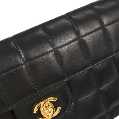 Chanel Black Lambskin Choco Bar East West Shoulder Bag