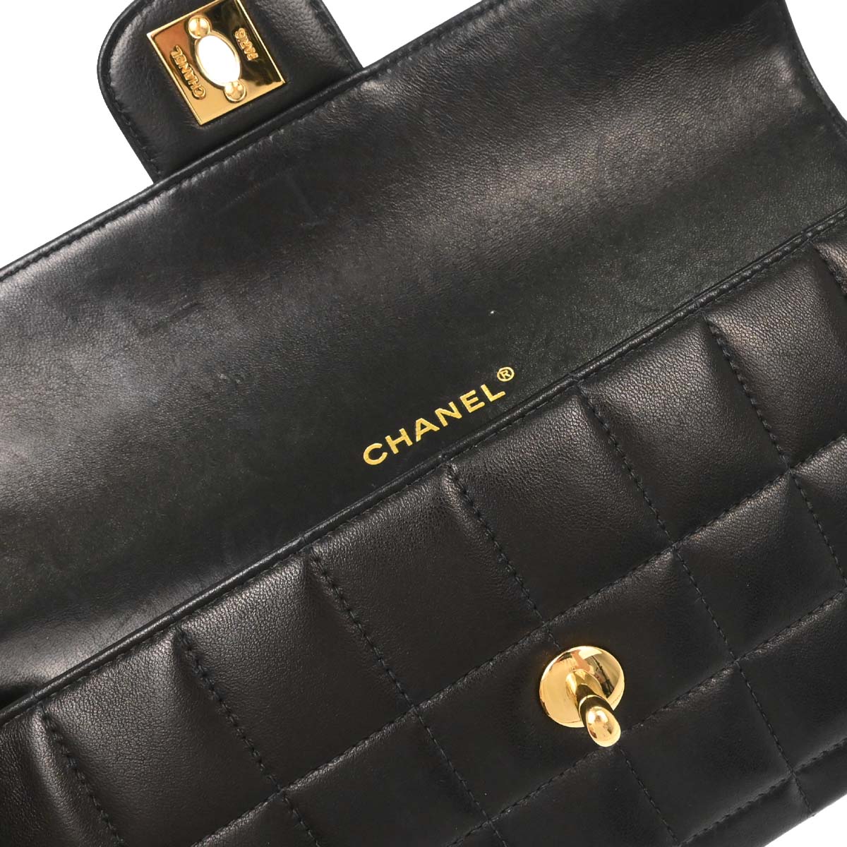 Chanel Black Lambskin Choco Bar East West Shoulder Bag