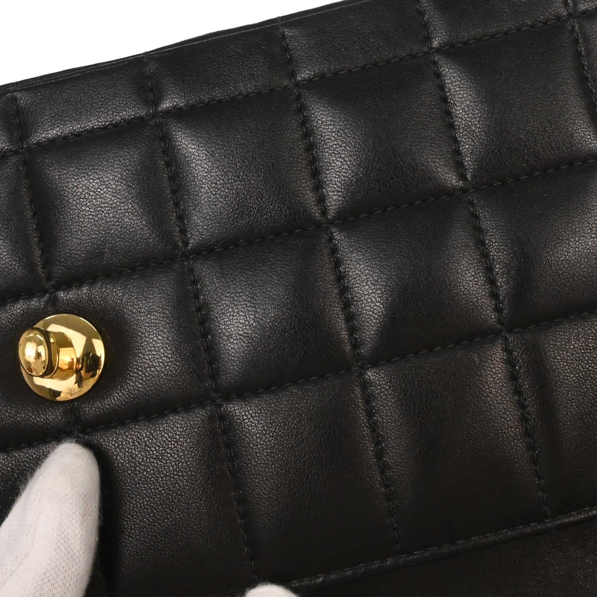 Chanel Black Lambskin Choco Bar East West Shoulder Bag