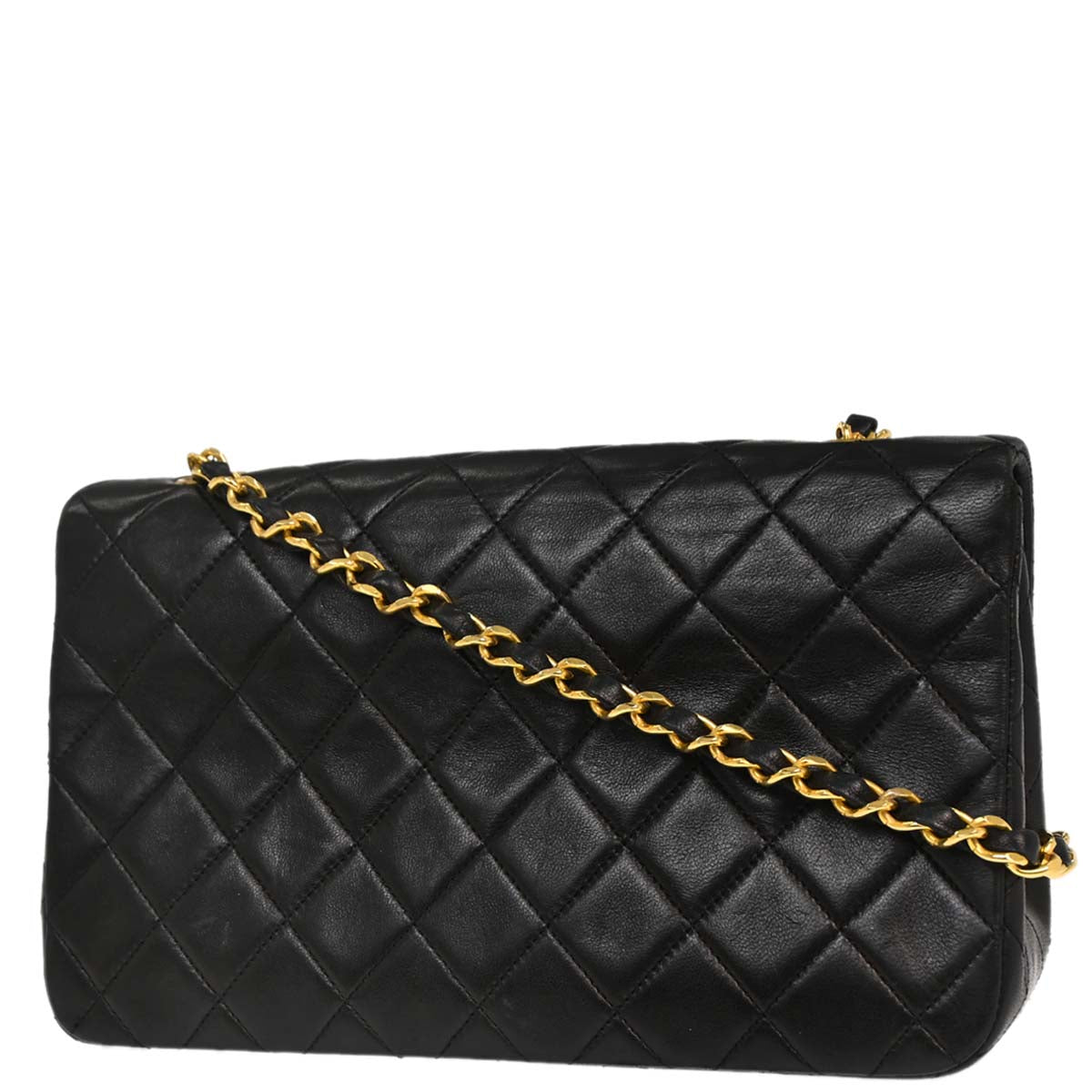 Chanel Black Lambskin Turnlock Small Full Flap Shoulder Bag