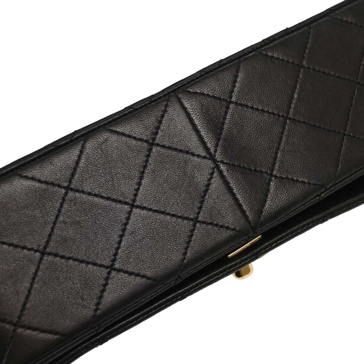 Chanel Black Lambskin Turnlock Small Full Flap Shoulder Bag