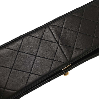 Chanel Black Lambskin Turnlock Small Full Flap Shoulder Bag