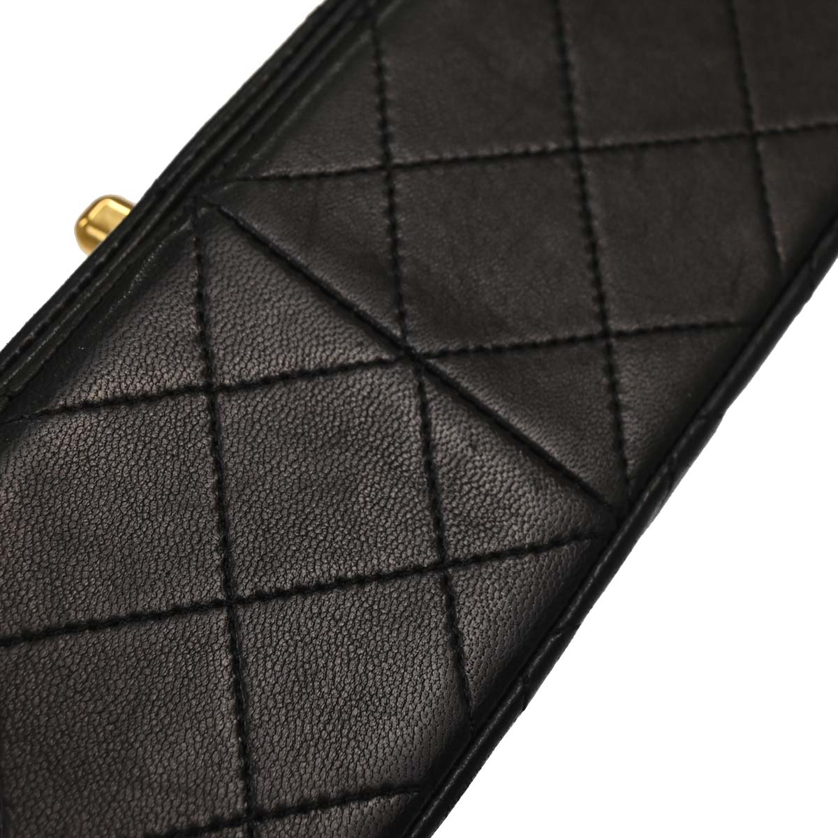 Chanel Black Lambskin Turnlock Small Full Flap Shoulder Bag