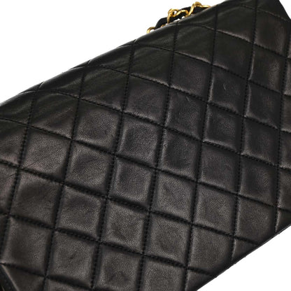 Chanel Black Lambskin Turnlock Small Full Flap Shoulder Bag