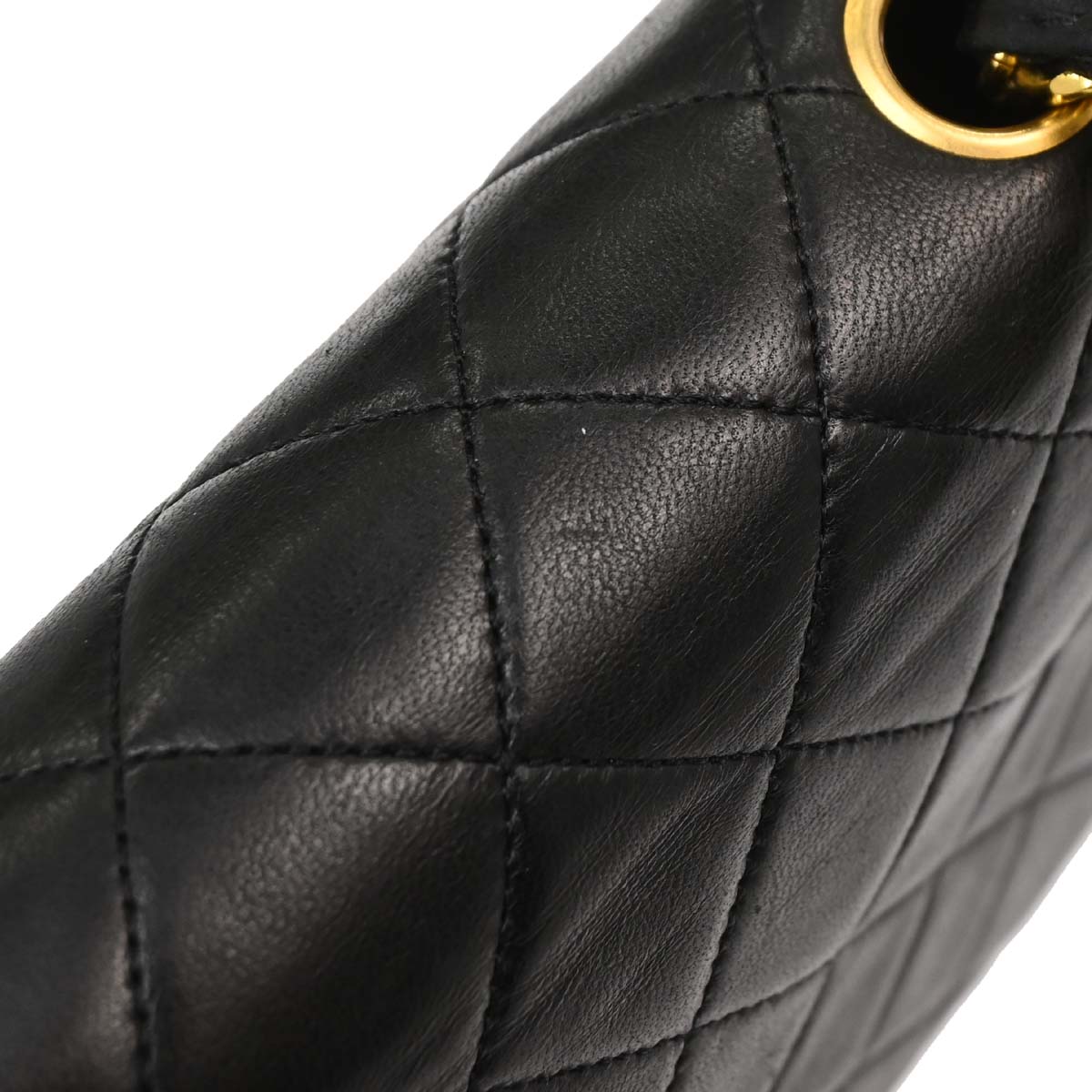 Chanel Black Lambskin Turnlock Small Full Flap Shoulder Bag