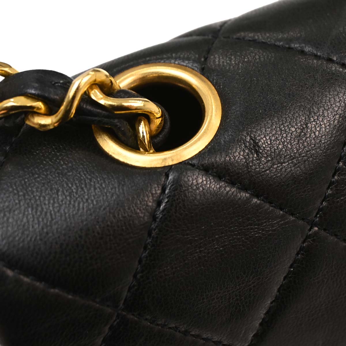 Chanel Black Lambskin Turnlock Small Full Flap Shoulder Bag