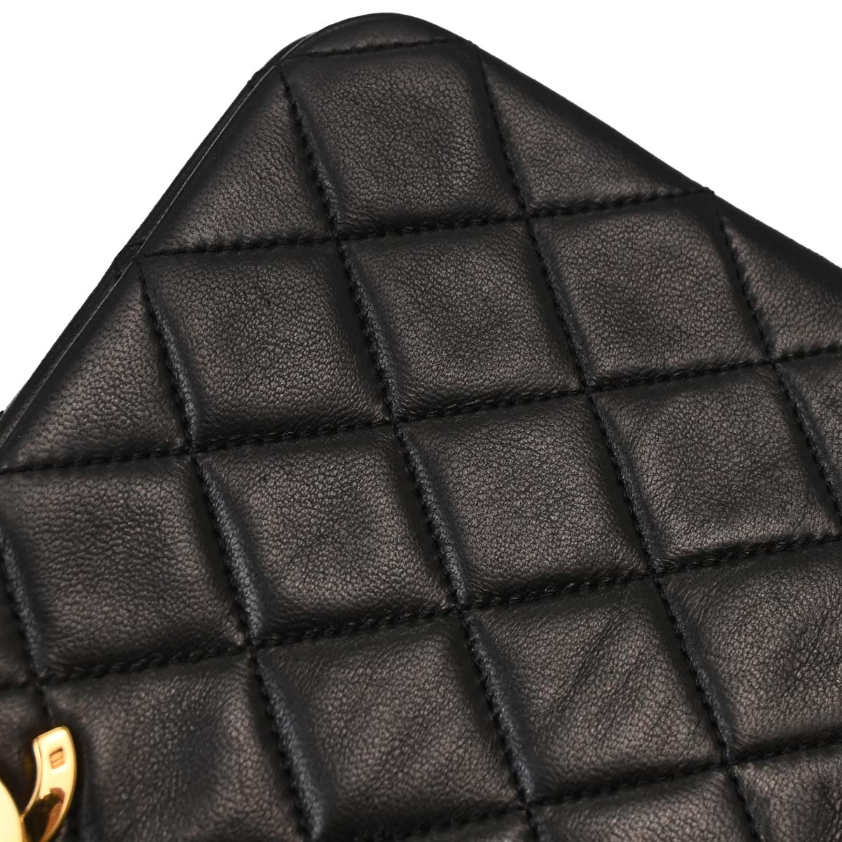 Chanel Black Lambskin Turnlock Small Full Flap Shoulder Bag
