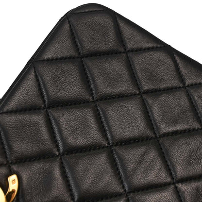 Chanel Black Lambskin Turnlock Small Full Flap Shoulder Bag
