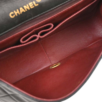 Chanel Black Lambskin Turnlock Small Full Flap Shoulder Bag