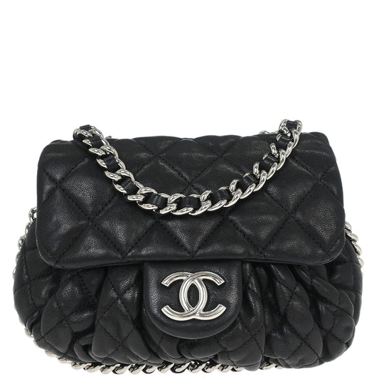 Chanel Black Calfskin Chain Around Shoulder Bag